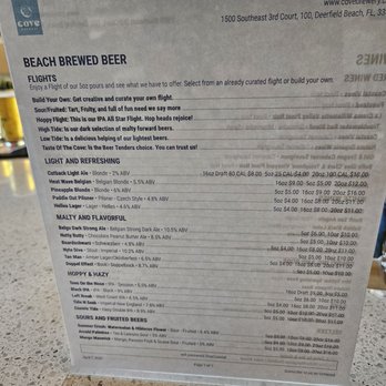 Cove Brewery - Beer menu - Brewpubs Near Me - Deerfield Beach, Florida