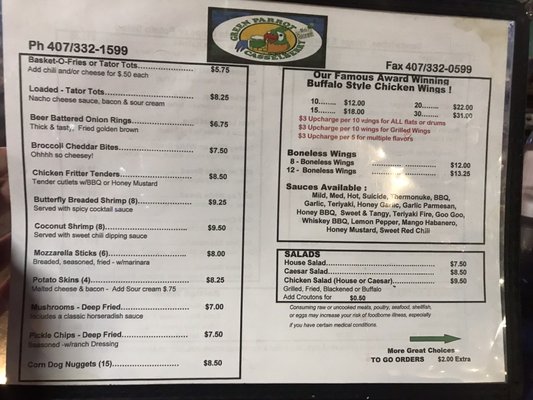 Menu photo 8 Green Parrot Casselberry, FL