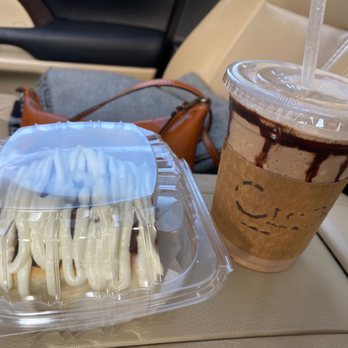 Crema Coffee & Bakery - Cinnamon bun and mocha frappe!!! - Coffee & Tea Near Me - Cary, North Carolina
