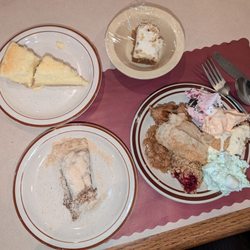 Bird-in-Hand Family Restaurant & Smorgasbord - Dessert buffet highlights: Watergate salad, hot apple crisp, orange fluff, caramel pudding, pumpkin bars, shoo-fly pie