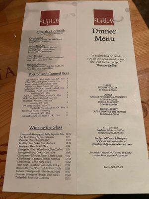 Menu photo 1 Surla's Modesto, CA