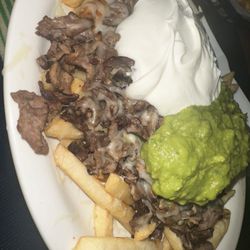 Taqueria Davis - Carne Asada Fries , comes with beans