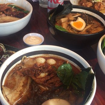 Ramen Parlor - Lobster garlic pork ramen with flavored egg (mild), garlic pork ramen (mild), and crab ramen? - Ramen Near Me - San Mateo, California Ramen Parlor - Lobster garlic pork ramen with flavored egg (mild), garlic pork ramen (mild), and crab ramen? - Ramen Near Me - San Mateo, California
