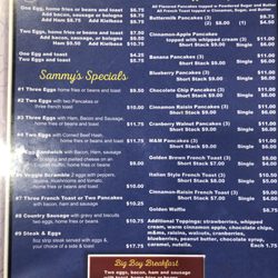 Sammy J's - Breakfast menu