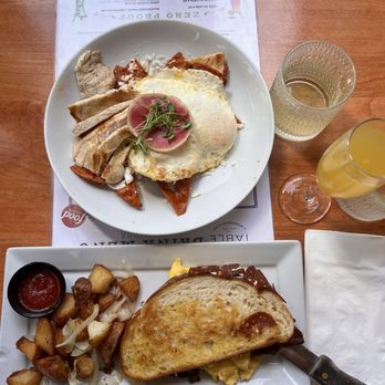 Farmer's Table - Red Chilaquiles Egg Sandwich - New American Near Me - La Mesa, California Farmer's Table - Red Chilaquiles Egg Sandwich - New American Near Me - La Mesa, California