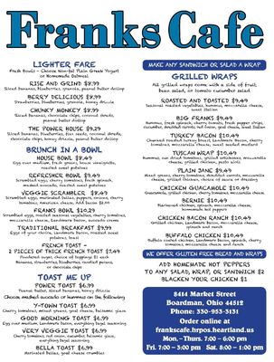 Menu photo 4 Frank's Cafe Boardman, OH