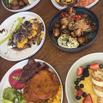 Mood - Tartufo scrambled syrniki with mango custard, steak&eggs, Hash brown your way! - Breakfast & Brunch Near Me - Los Angeles, California Mood - Tartufo scrambled syrniki with mango custard, steak&eggs, Hash brown your way! - Breakfast & Brunch Near Me - Los Angeles, California