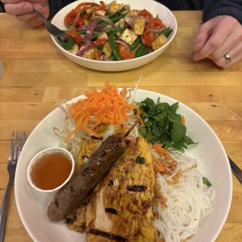 No Name Pho - Plate with two chicken and one Grill Pork Skewer Build A Plate - Vietnamese Near Me - Portland, Oregon No Name Pho - Plate with two chicken and one Grill Pork Skewer Build A Plate - Vietnamese Near Me - Portland, Oregon