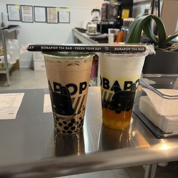 Elite Experience: BoBaPoP Tea Bar - Darling Tea (L)  Strawberry Milk Tea with boba and popping boba (R) - Yelp Events Near Me - San Marcos, California