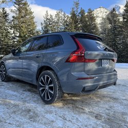 Surprise Corner - Icy parking lot. Our rental Volvo made it