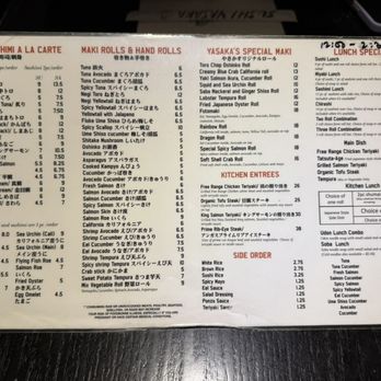 Sushi Yasaka - Menu (09/2025) - Japanese Near Me - New York, New York