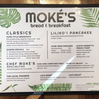 Moke’s Bread And Breakfast - Menu page 2 - Breakfast & Brunch Near Me - Honolulu, Hawaii