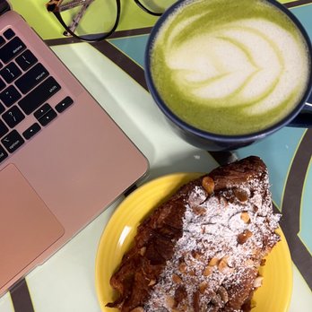Talk Kaimuki - matcha latte hot with oat milk $5.50 and cinnamon croissant $4.50 - Coffee & Tea Near Me - Honolulu, Hawaii Talk Kaimuki - matcha latte hot with oat milk $5.50 and cinnamon croissant $4.50 - Coffee & Tea Near Me - Honolulu, Hawaii