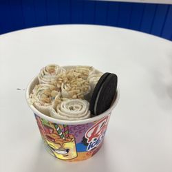 Rollz Ice Cream - Birthday cake with my son's choice of an Oreo and peanuts