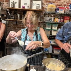 Tspoons - Dropping Spatzel batter into boiling water