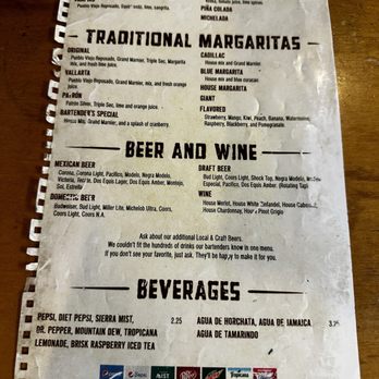 Margaritas - Drink menu - Mexican Near Me - Ogallala, Nebraska