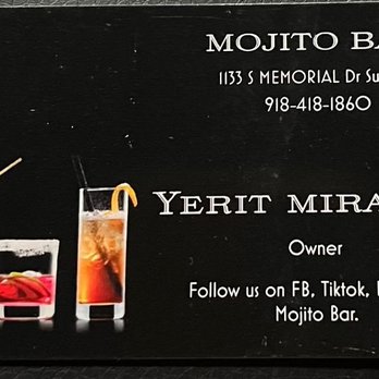 Mojito Bar - a picture of the menu - Cocktail Bars Near Me - Tulsa, Oklahoma