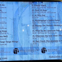 Toms River Brewing - The taplist on August 22, 2025.
