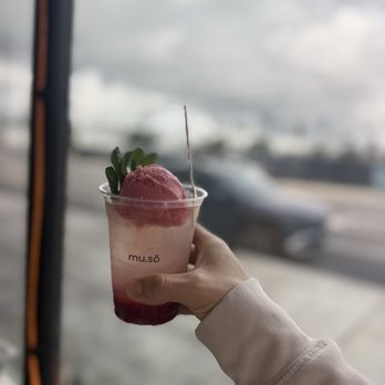 mu.sō coffee - Valentine's special Coconut water with raspberry pure and raspberry sorbet and fresh mint for garnish which I thought it's a cute touch. - Breakfast & Brunch Near Me - Los Angeles, California