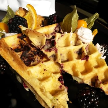 The Juniper Bistro - Waffle of daily chefs creation - Canadian (New) Near Me - Banff, Alberta