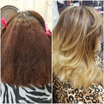 Shear Magic Hair Studio - Brown red box color,  to blonde balayage - Hair Salons Near Me - Aurora, Colorado