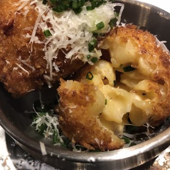 Eureka! - The interior of the deep fried macaroni and cheese ball. - American Near Me - Las Vegas, Nevada Eureka! - The interior of the deep fried macaroni and cheese ball. - American Near Me - Las Vegas, Nevada