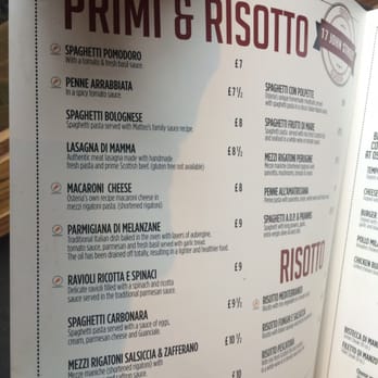 Osteria Del Tempo Perso - Menu - Italian Near Me - Glasgow, SLK