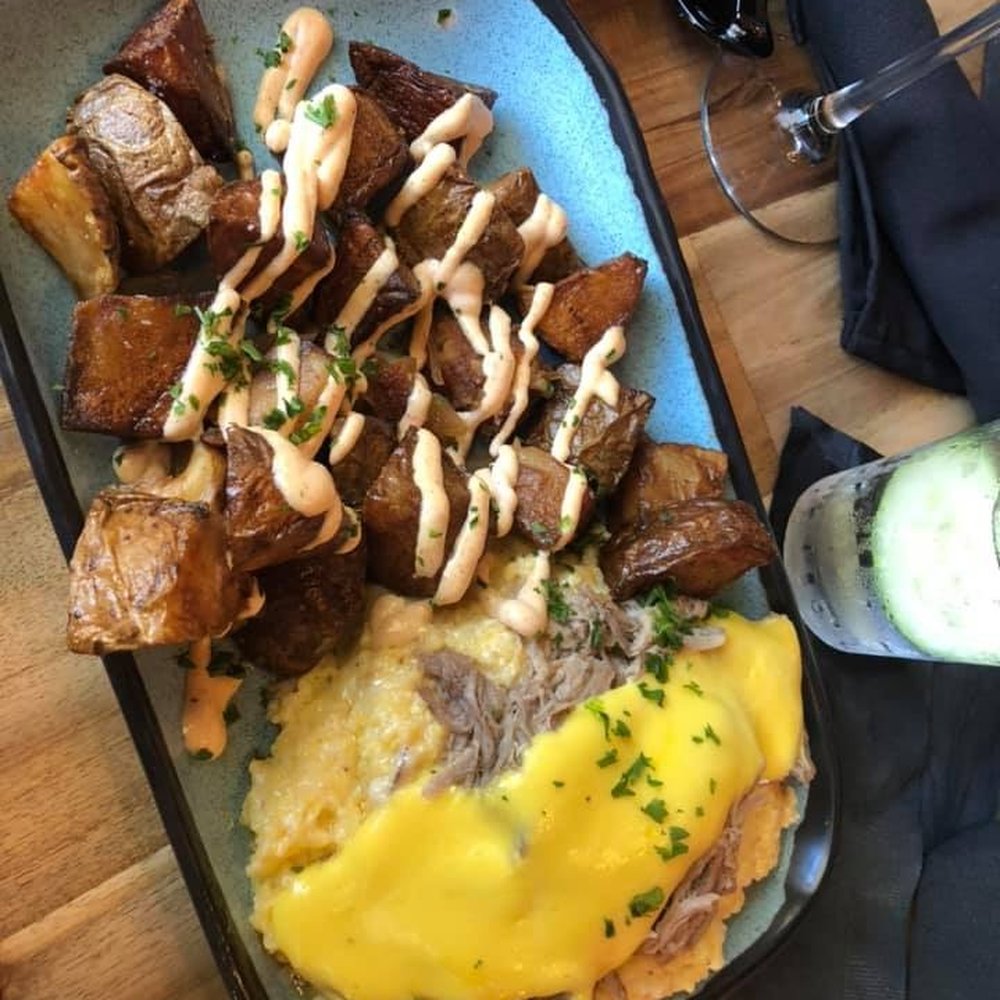 The Stubborn Mule - Mr. Wilbur (with cheese grits instead of crispy polenta cake) - New American Near Me - Orlando, Florida The Stubborn Mule - Mr. Wilbur (with cheese grits instead of crispy polenta cake) - New American Near Me - Orlando, Florida