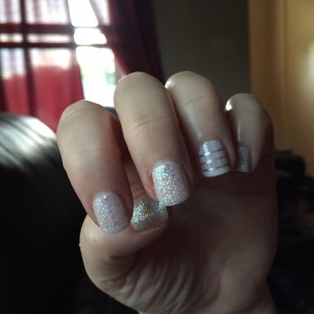 Luxicure - Cool white sparkle mani with added design :) - Nail Salons Near Me - Hatfield, Pennsylvania