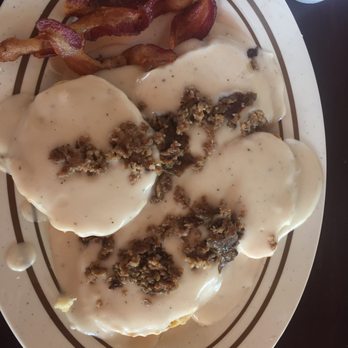 9er's Grill - Biscuits with sausage gravy $2.99. - Burgers Near Me - Katy, Texas