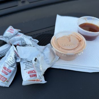 Babas Hot Chicken & Brews - Ketchup packets,sauce for fries and the hot and honey sauce which is amazing. - Chicken Wings Near Me - Audubon, Pennsylvania