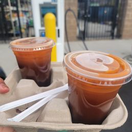 Thai tea made vegan with almond milk. It's so delicious and refreshing