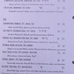 Wine menu