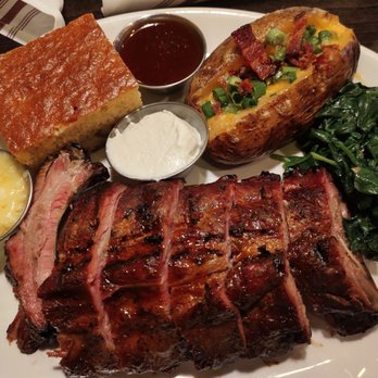 The Ranch House - Baby back ribs with red Chile honey glaze, cornbread, loaded potato - American Near Me - Santa Fe, New Mexico The Ranch House - Baby back ribs with red Chile honey glaze, cornbread, loaded potato - American Near Me - Santa Fe, New Mexico