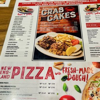 Box Hill Crab Cakes - The Menu Front - Pizza Near Me - Abingdon, Maryland
