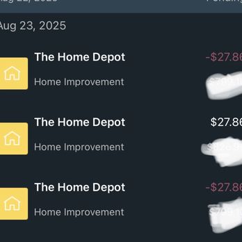 The Home Depot - Shows a refund and also another transaction pending I will wait until Monday to get this fixed. - Nurseries & Gardening Near Me - Costa Mesa, California