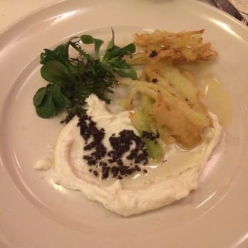 Chez Panisse - Fennel fritters with green garlic, black truffle and sheep's-milk ricotta - New American Near Me - Berkeley, California