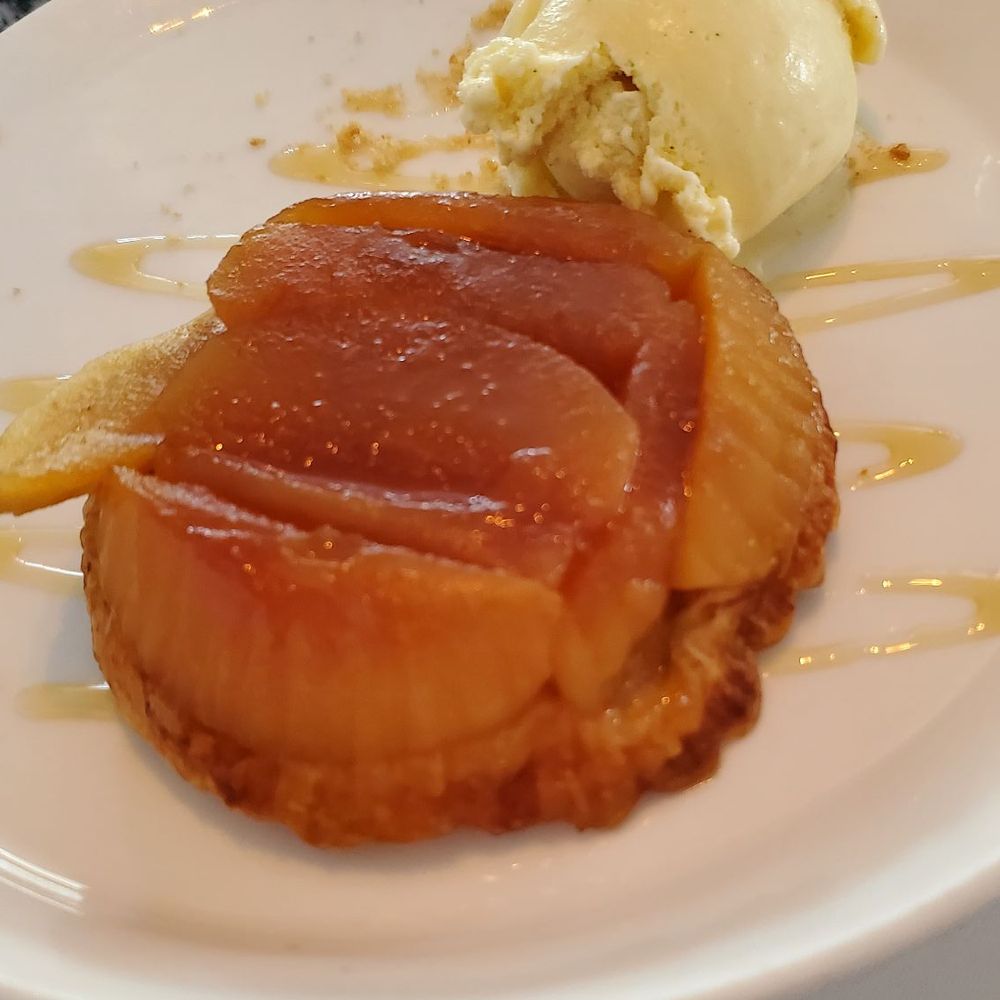 Bleu Provence - Apple Tarte Tatin with vanilla ice cream (this was good but the chocolate lava cake was definitely the star of the dessert show) - French Near Me - Naples, Florida