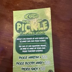 Arena's - Pickle vodka menu