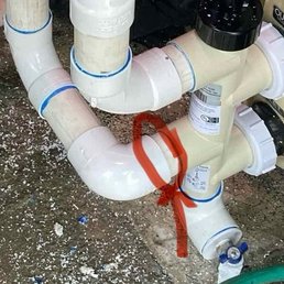 GL Pools - Evidence of bad repair. Notice the lack of plumbers glue at the circled joint?? - Pool & Hot Tub Service Near Me - Santee, California