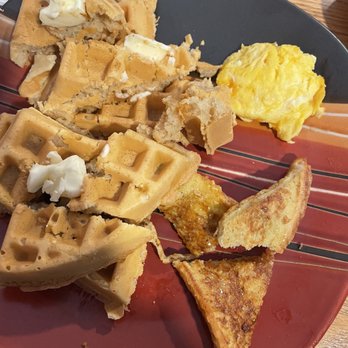 Rosetta’s Jazz Cafe - Belgium Waffle and eggs with a slither of French toast from my friends plate - Jazz & Blues Near Me - Morrisville, Pennsylvania Rosetta’s Jazz Cafe - Belgium Waffle and eggs with a slither of French toast from my friends plate - Jazz & Blues Near Me - Morrisville, Pennsylvania