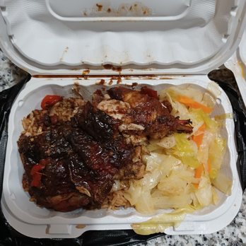 Pam's Caribbean Kitchen - Large jerk chicken plate with beans and rice & veggies, $10. - Caribbean Near Me - Baltimore, Maryland Pam's Caribbean Kitchen - Large jerk chicken plate with beans and rice & veggies, $10. - Caribbean Near Me - Baltimore, Maryland
