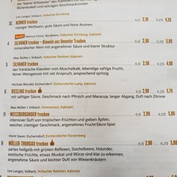 Hinterhöfle - Aktuelle Weißweinkarte 10/19 - menu - Beer Garden Near Me - Volkach, BY