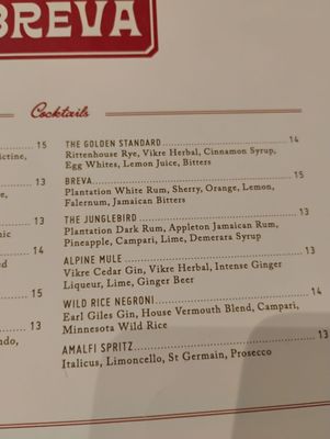 Menu photo 1 Breva Bar & Grill Minneapolis, MN Menu photo 1 Breva Bar & Grill Minneapolis, MN
