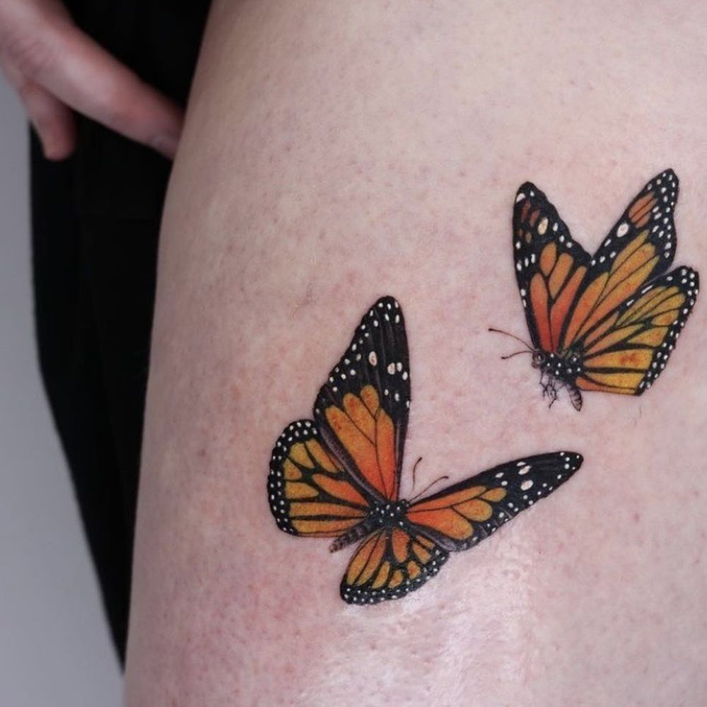 Gee Ink Tattoo - Finished Monarch butterflies by Vivi - Tattoo Near Me - Alhambra, California Gee Ink Tattoo - Finished Monarch butterflies by Vivi - Tattoo Near Me - Alhambra, California
