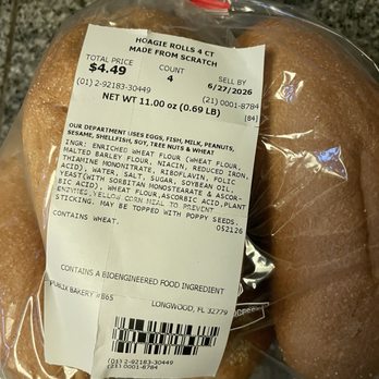 Publix - Fresh baked Hoagie Rolls. - Grocery Near Me - Longwood, Florida