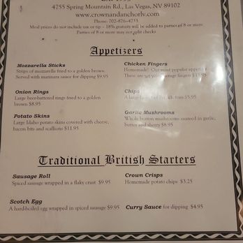 Crown & Anchor Pub - Menu - British Near Me - Las Vegas, Nevada Crown & Anchor Pub - Menu - British Near Me - Las Vegas, Nevada