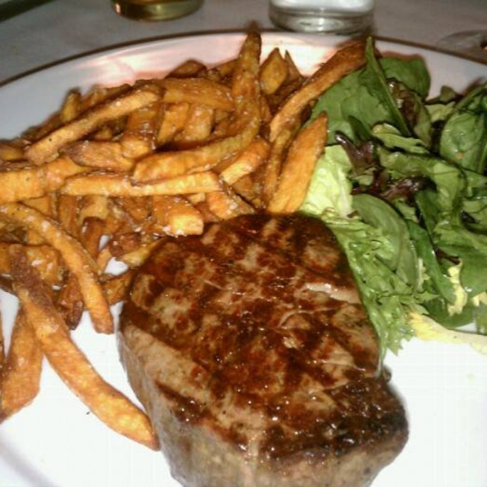 Metro 8 Steakhouse - Filet, sweet potato fries, and salad - Steakhouses Near Me - Durham, North Carolina Metro 8 Steakhouse - Filet, sweet potato fries, and salad - Steakhouses Near Me - Durham, North Carolina