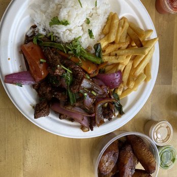 the pollo company - Lomo salteado, rice , French fries and plantain - Peruvian Near Me - Washington, DC, District of Columbia the pollo company - Lomo salteado, rice , French fries and plantain - Peruvian Near Me - Washington, DC, District of Columbia