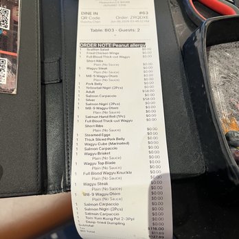 Chubby Cattle - receipt - Barbeque Near Me - Pleasanton, California